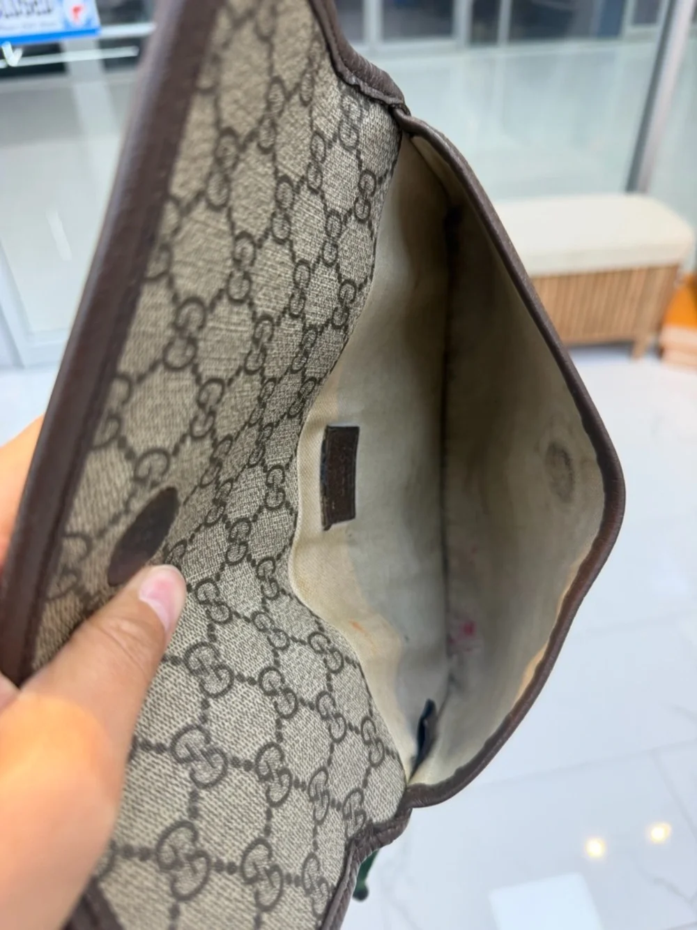 Gucci Brown/Beige GG Canvas Shoulder Bag with Web Strap